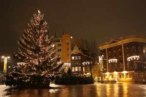 Christmas tree in Nieuwmarkt Amsterdam