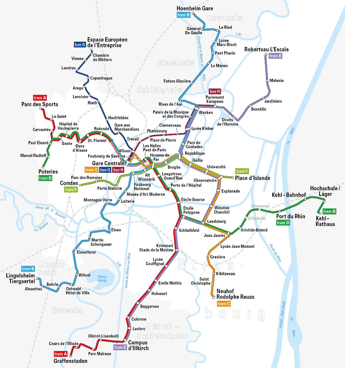 Map for getting around Strasbourg